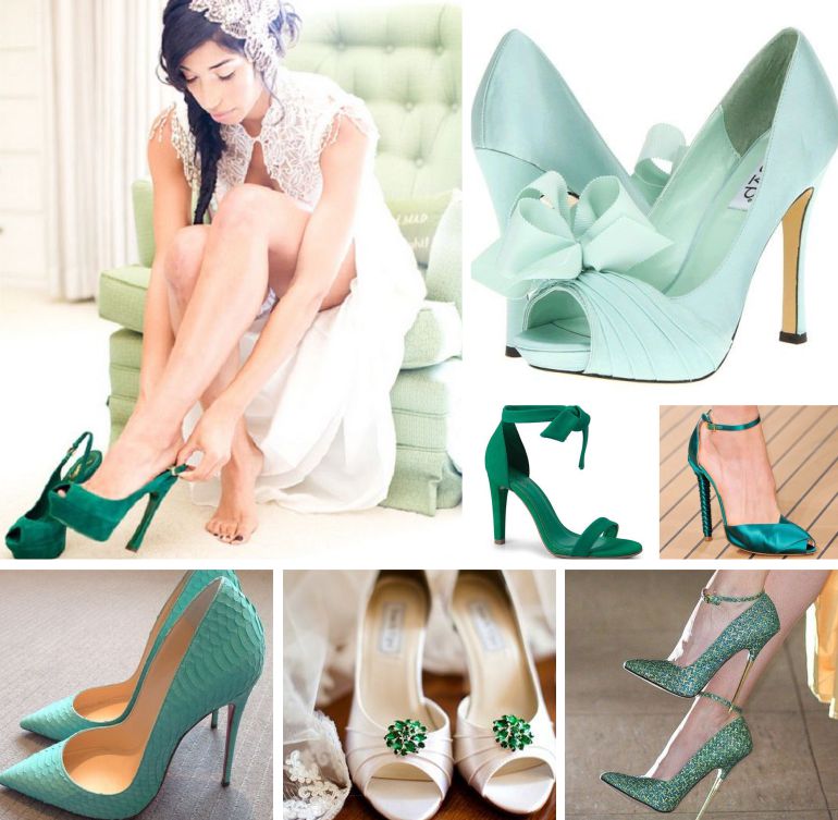 Sapato de noiva verde