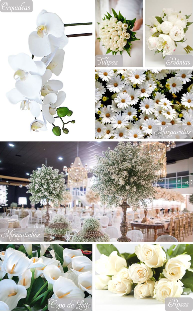 Flores brancas na Decoração de Casamento