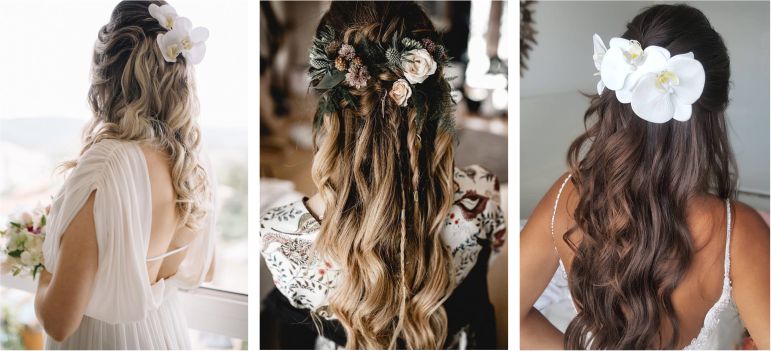 Penteados de noiva com flores