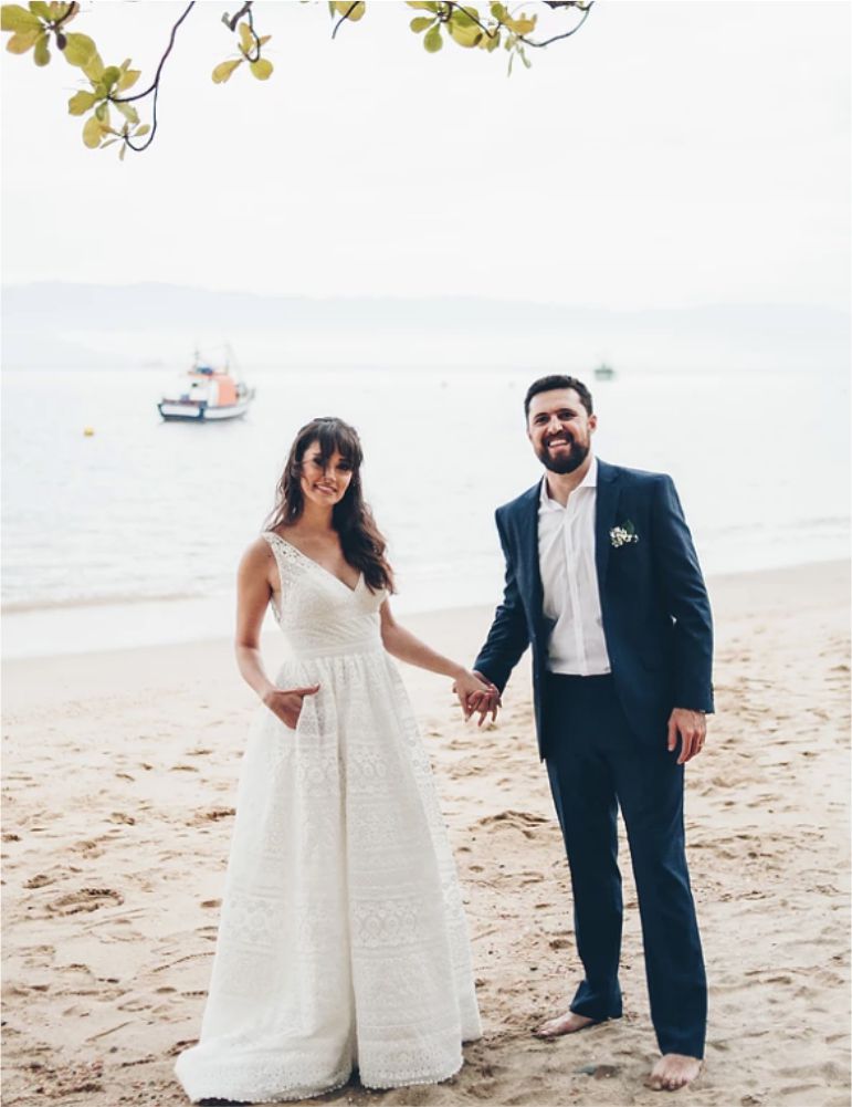 Vestido de noiva praia simples