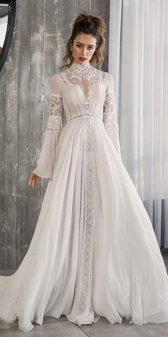 vestido de noiva gola princesa