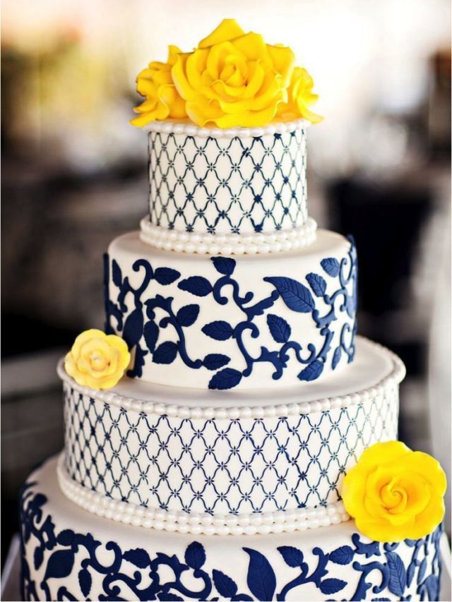 Paleta de casamento em tons de azul e amarelo