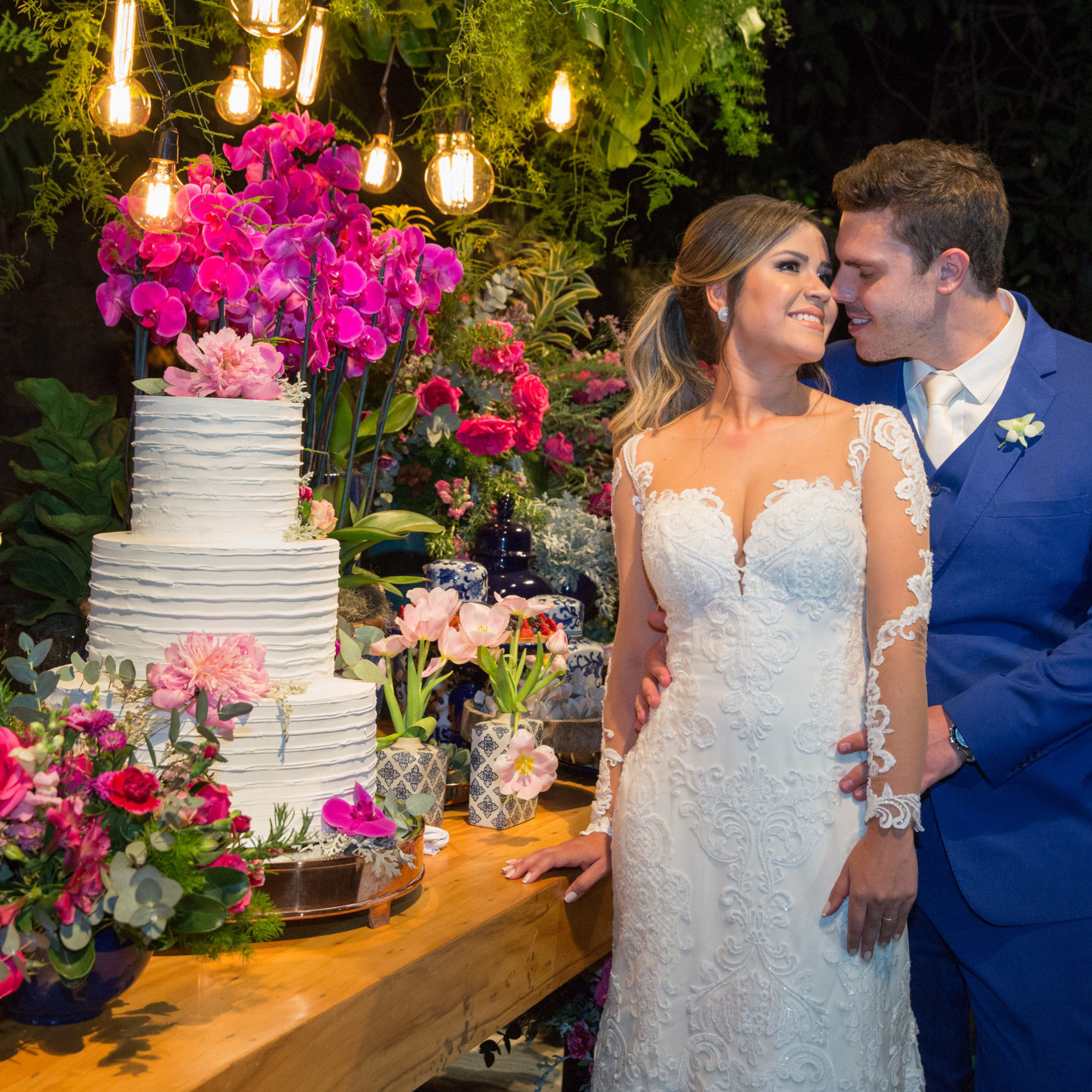 decoração de casamento rosa e azul